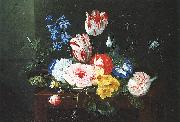Jan van den Hecke Assiette de fleurs posee sur un entablement Germany oil painting artist